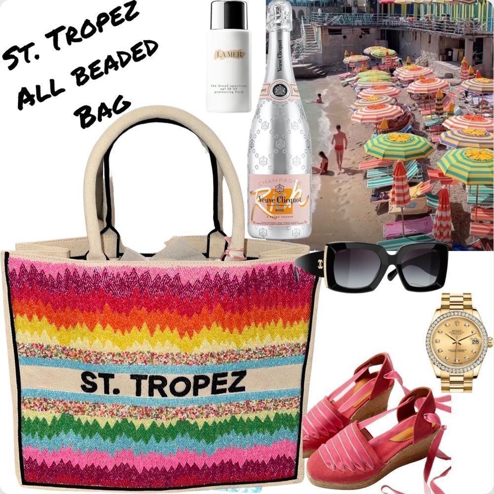 SAMPLE BAG- St. Tropez All Hand Beaded Tote Bag